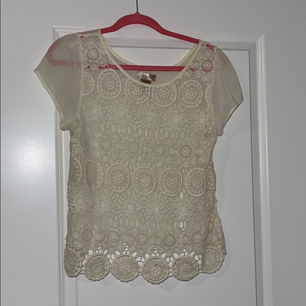 Cream embroidered top